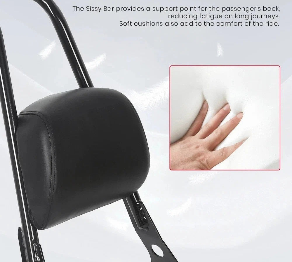 Black Detachable Sissy Bar Backrest For Harley Sportster 883 1200 XL 2004-2022