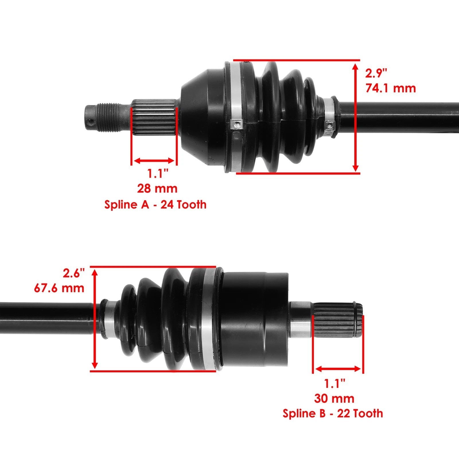 Front Left And Right CV Joint Axles for Can-Am Outlander 800R 4X4 EFI 2009-2012
