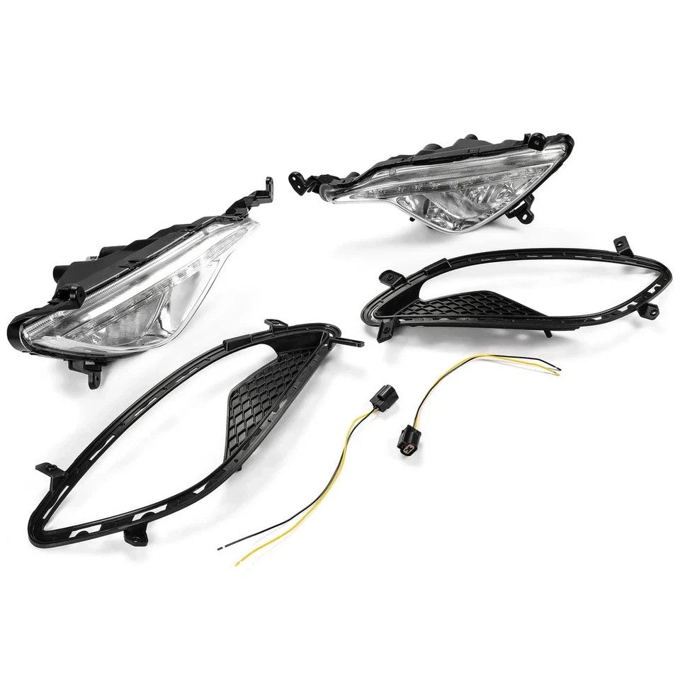 Fog Lamps Lights Cover & Connect RH LH Assembly for Hyundai Genesis Coupe 13-17