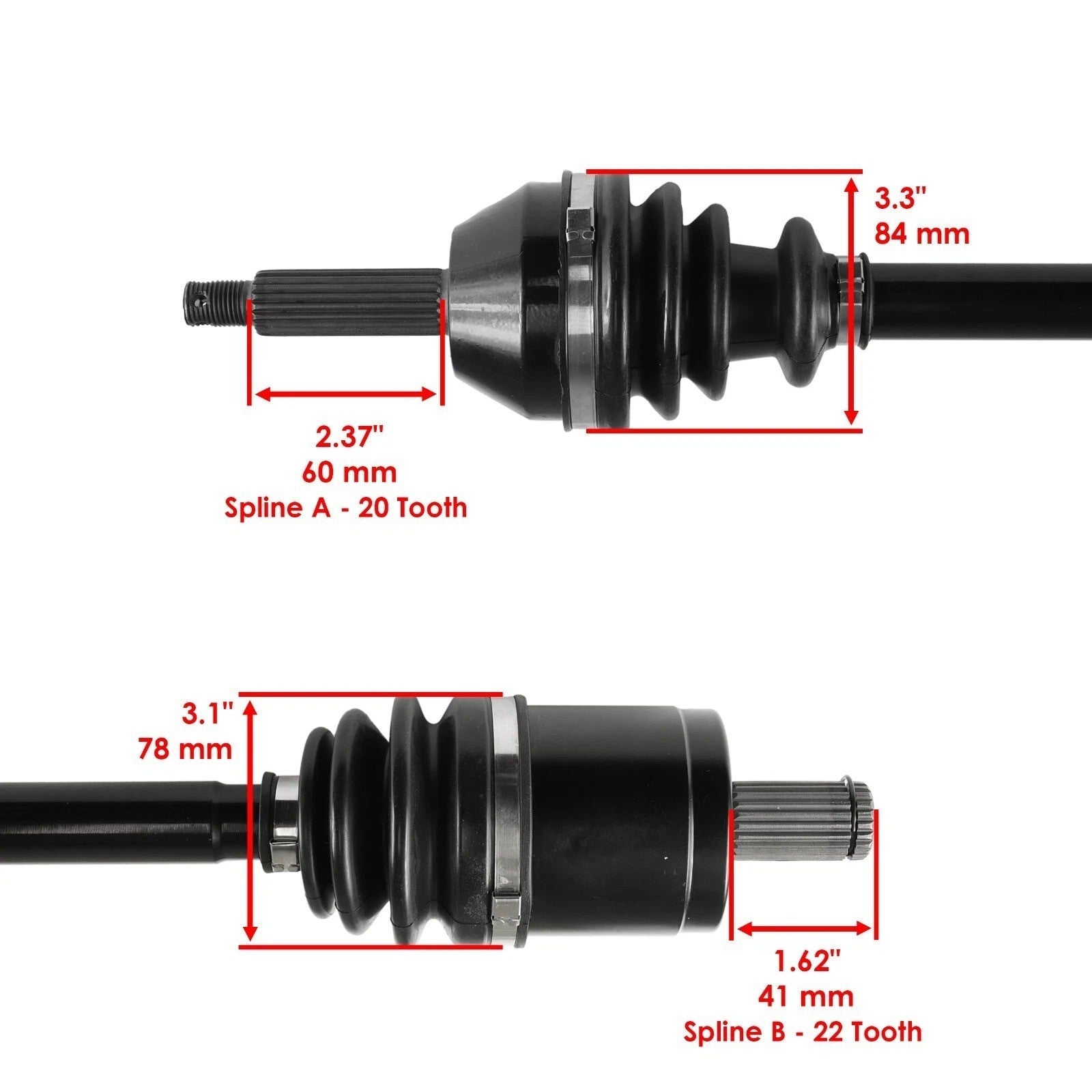Caltric Front Left & Right CV Joint Axle For Polaris 1332423