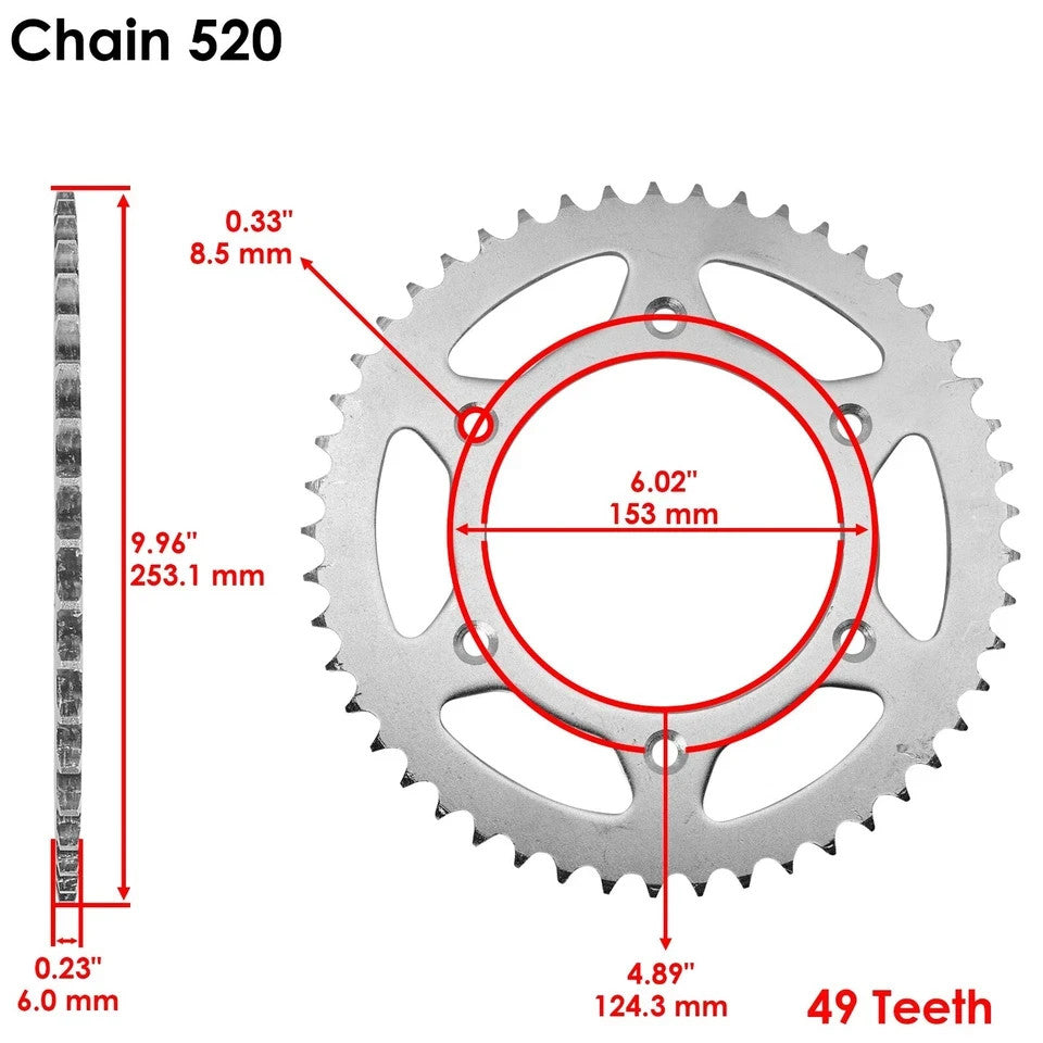 O-Ring Drive Chain & Sprockets Kit for Honda CR250R 1992-1995 2005 06 2007 2008