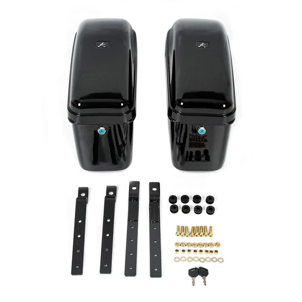 Motorcycle Hard Saddlebags Bags Luggage For Harley Honda Suzuki Yamaha Cruiser