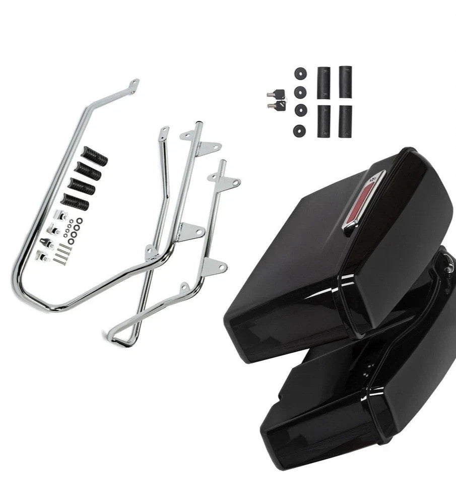 For Harley Softail Heritage Hard Saddlebags Saddle Bag W/ Conversion Bracket