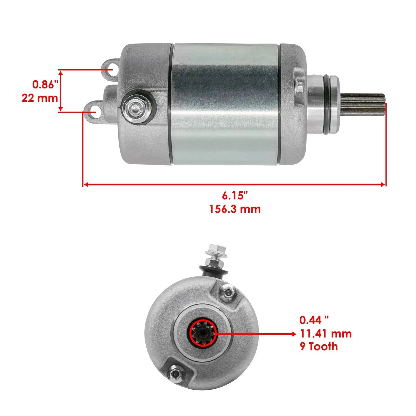 Caltric Starter Motor For Yamaha YZF R6 2006-2025 Motorcycle CW 12 V