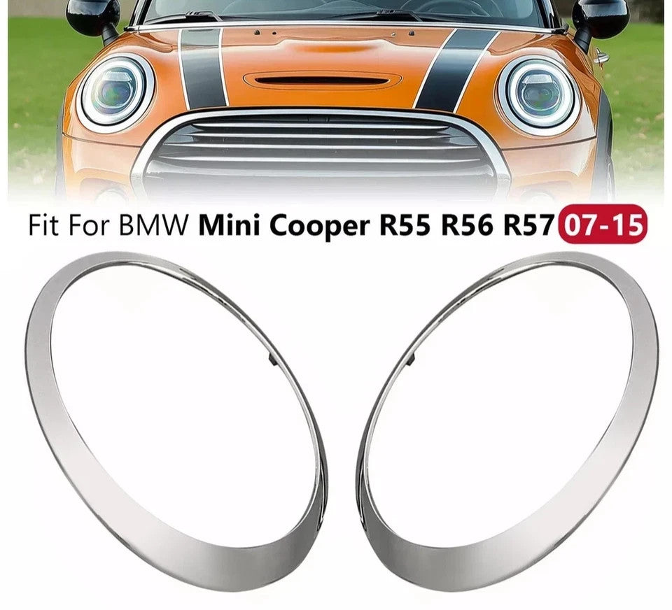 NEW Chrome Headlight Bezel Trim Ring Cover For Mini Cooper R55 R56 R57 2007-2015