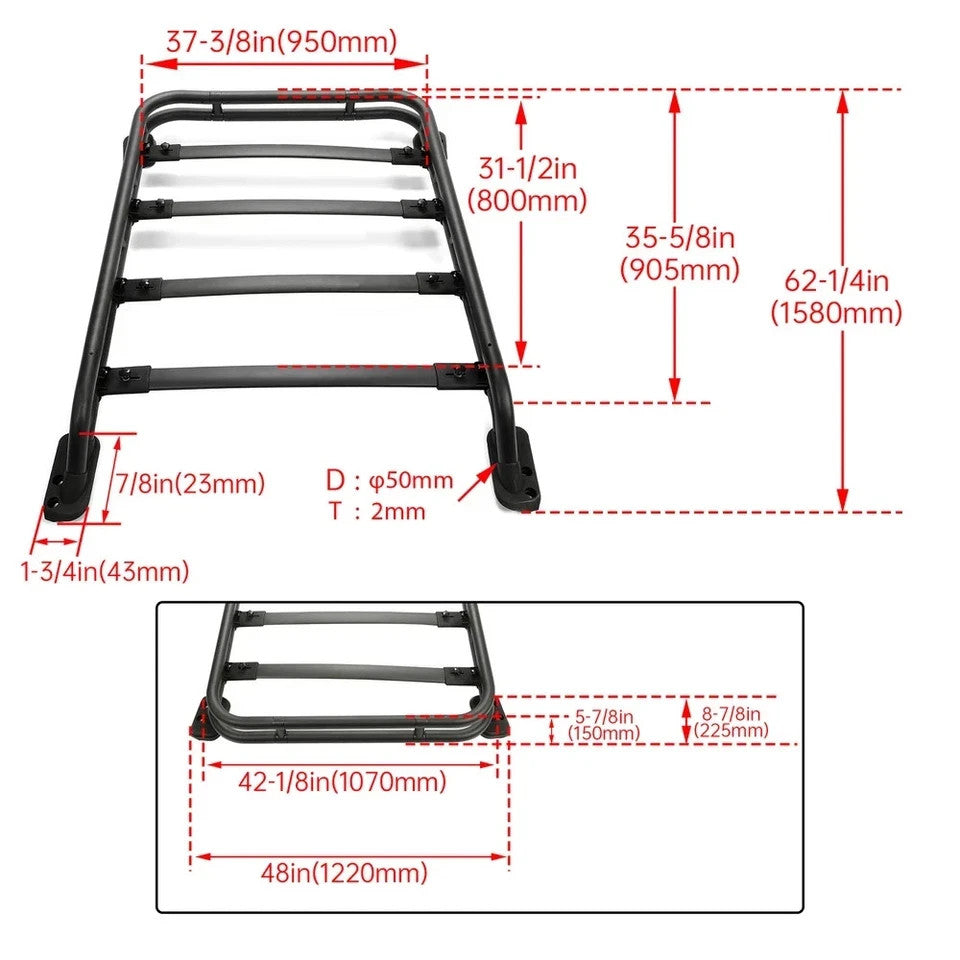 For Toyota 4Runner 2010-2023 24 Roof Rack Sport Free Extra Cross Bar Adjustable