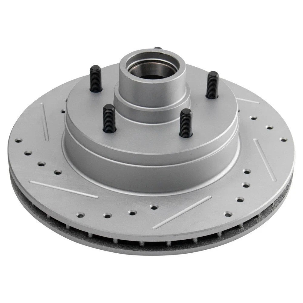 Front Performance Drilled Slotted & Coated Disc Brake Rotor Pair for GM