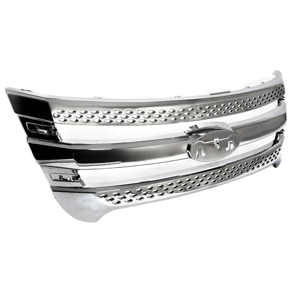 HECASA For Explorer 2011-2015 Front Bumper Upper Chrome Grille Grill Assembly