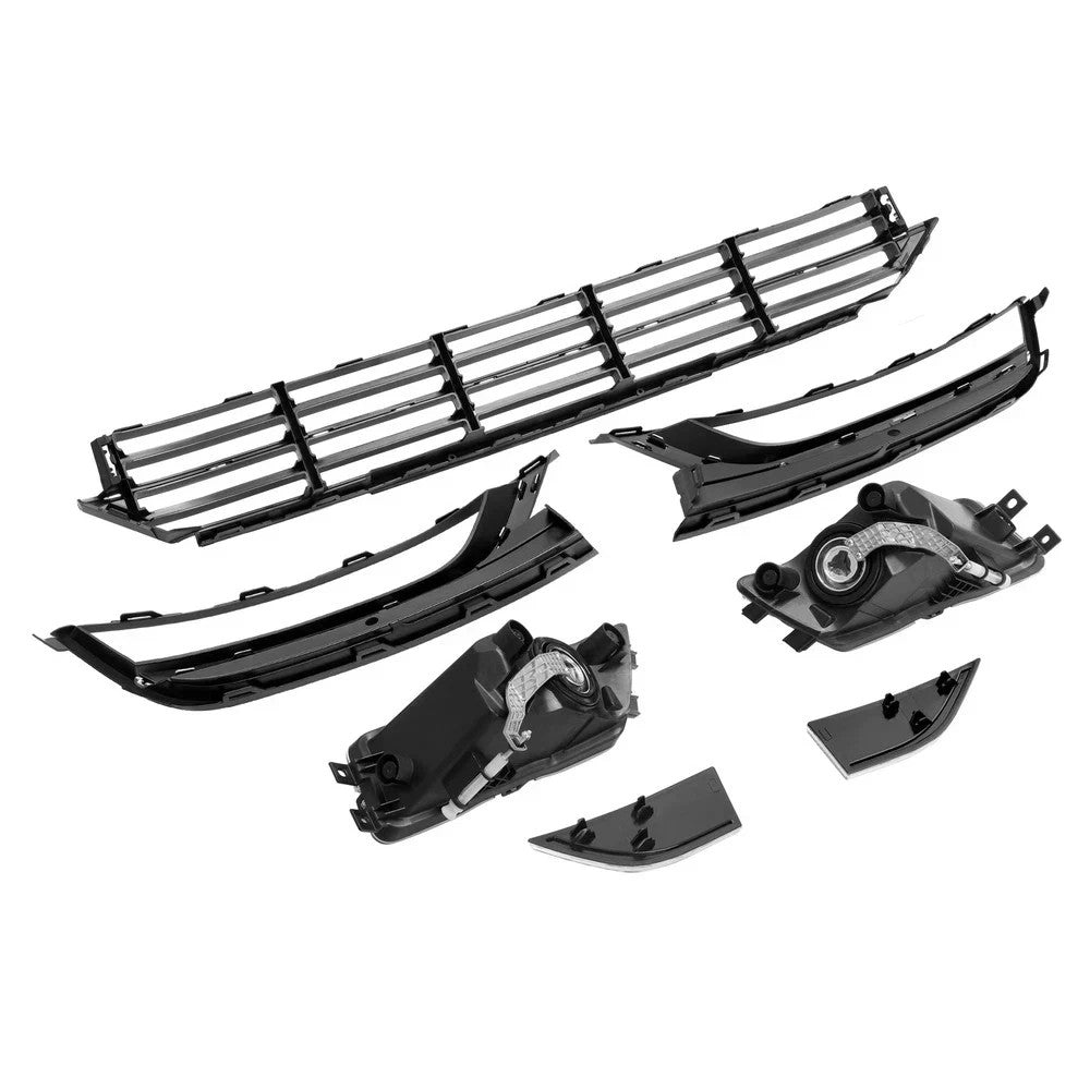 HECASA 7PCS Front Bumper Fog Lights Corner& Lower Grille For VW Passat 2012-2015