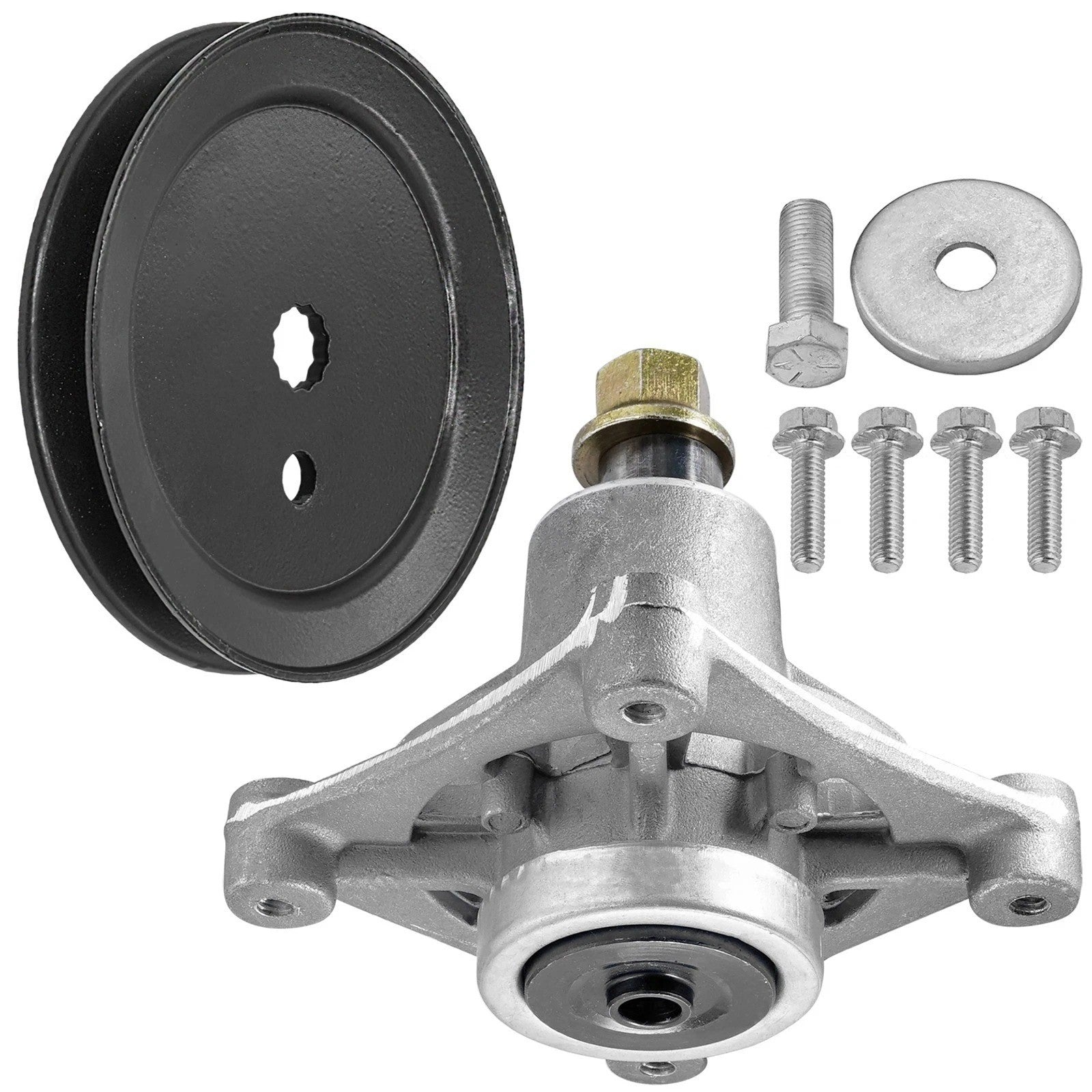42" Deck Spindle with 4.8" OD Pulley for Hustler Raptor / Dash XD 604214 603987