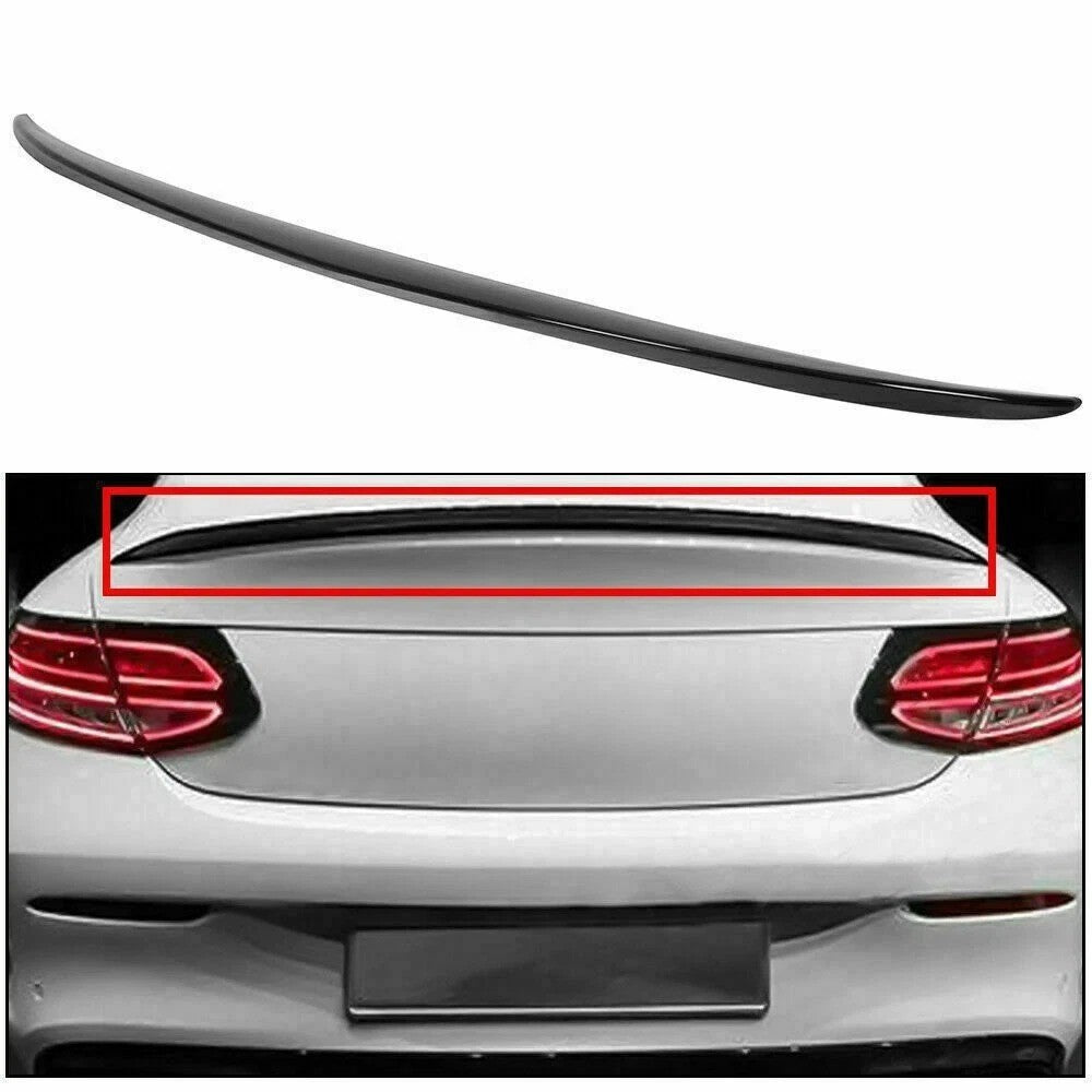 Rear Trunk Spoiler Lip For 2015-21 Mercedes W205 C200 C300 Gloss Black AMG Style