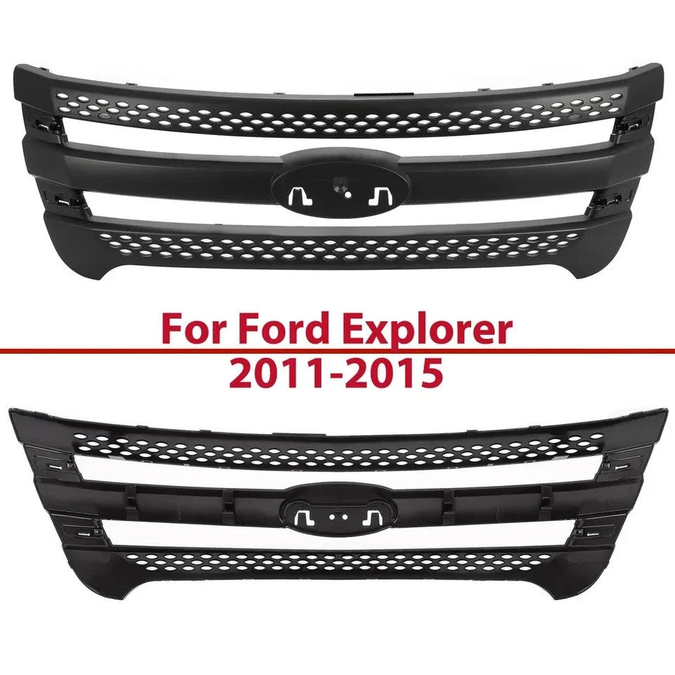 HECASA Front Bumper Upper Grille Black Grill For Ford Explorer 2011-2015 2013 14