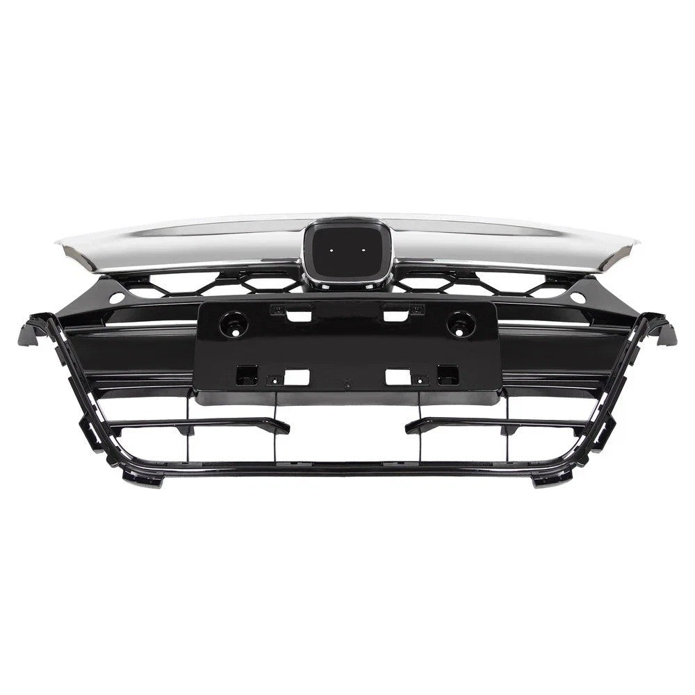 For Honda Accord 2018 2019 Front Bumper Grille Black W/Chrome+Headlight Molding