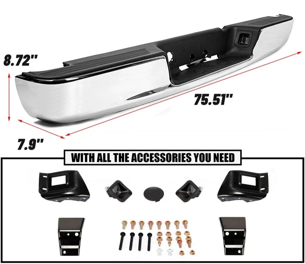 For 2002-2008 Dodge Ram 1500 03-09 2500 3500 Chrome Rear Step Bumper Assembly