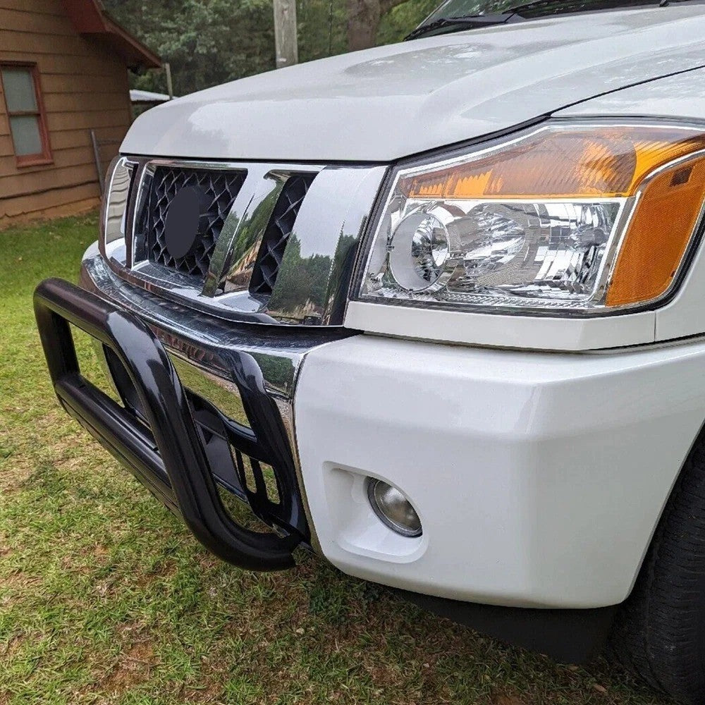 FOR 2004-2015 NISSAN TITAN/ARMADA BLACK BULL BAR PUSH BUMPER GRILLE GUARD+SKID