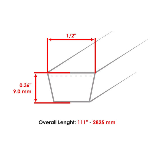 1758101YP 42" Deck Belt for Briggs & Stratton for Snapper 1/2" x 111" V-Belt
