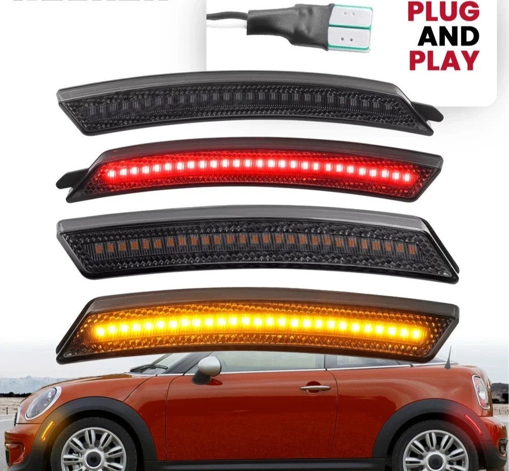 For Mini Cooper R55 R56 R57 07-15 Front Rear Smoke LED Fender Side Marker Lights