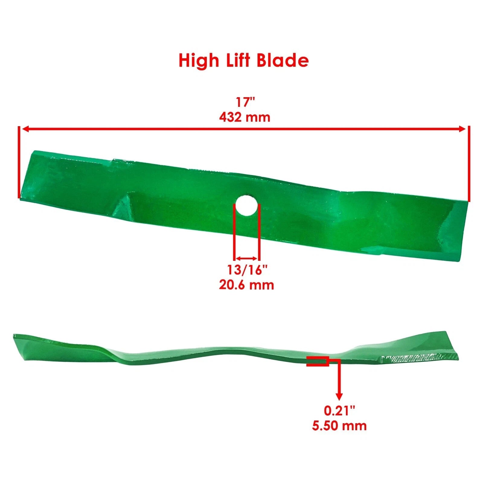 17 inch x 13/16" Circle Hole 48" 48C" 48A" Deck High Lift Blade For John Deere
