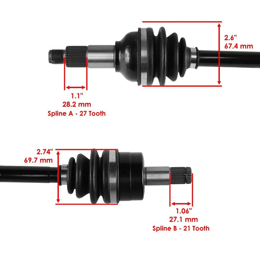 Front Right and Left CV Joint Axle for Yamaha Grizzly 550 YFM550 4WD FI 09-2014
