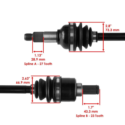 for Yamaha Grizzly 700 YFM700 4WD FI 2014-15 Rear Right and Left CV Joint Axles