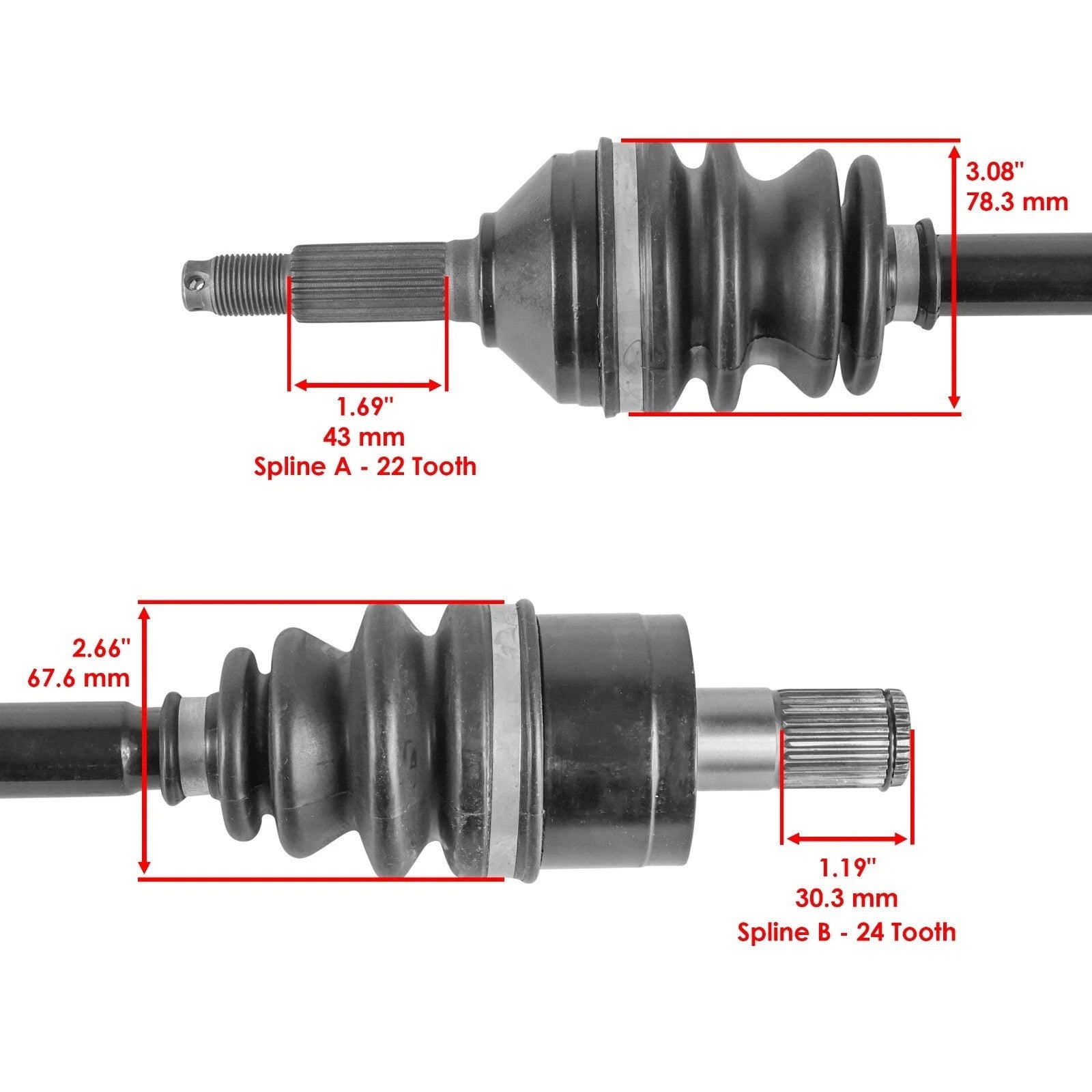 Front Left And Right CV Joint Axles for Kawasaki Teryx 750 KRF750 4X4 2008-2013