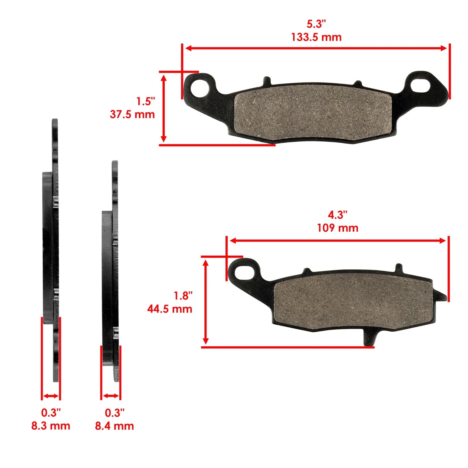 Caltric Front and Rear Brake Pads for Kawasaki EX650 Ninja 650R 2006-2011