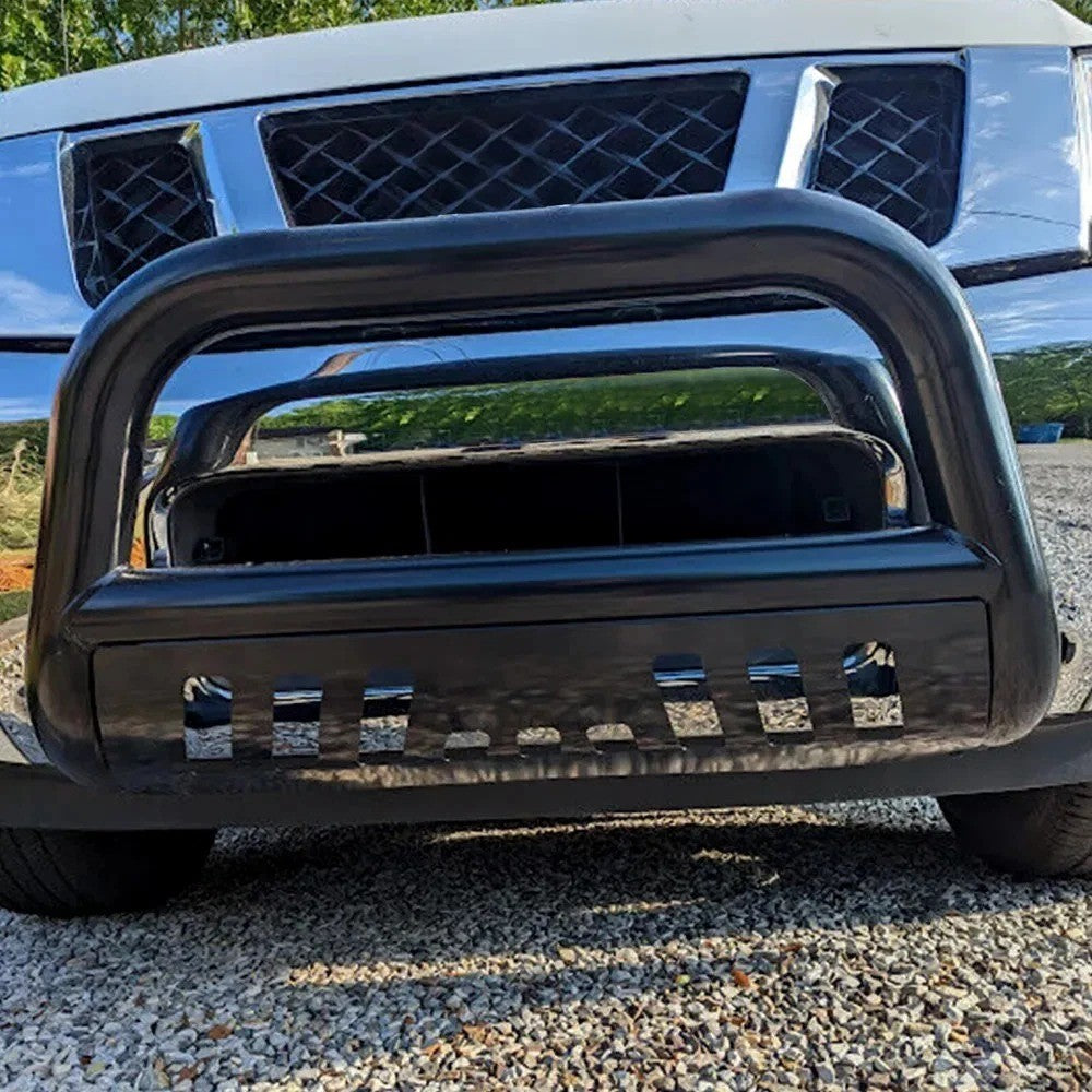 FOR 2004-2015 NISSAN TITAN/ARMADA BLACK BULL BAR PUSH BUMPER GRILLE GUARD+SKID