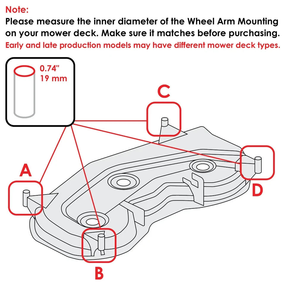 Deck Wheel w/Arm for John Deere X500 X520 X530 X534 X540 48" 54" Front Rear 2x