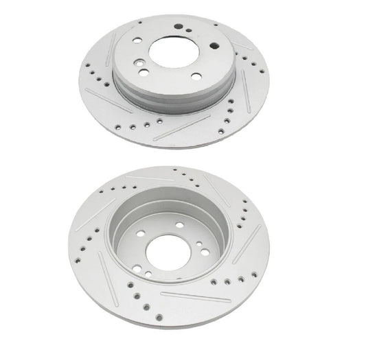 Rear Performance Cross Drilled Slotted G-Coated Brake Rotor Pair New