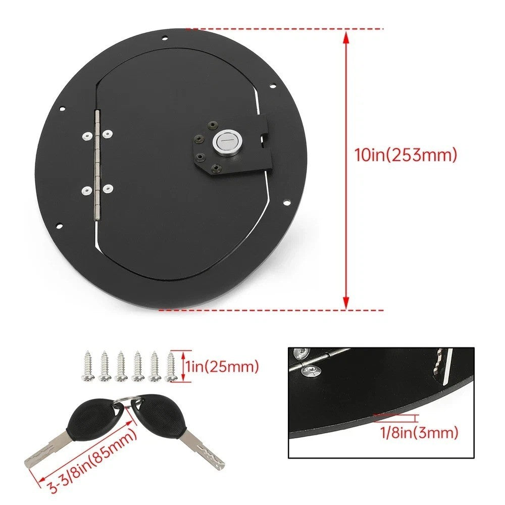 HECASA Black Powder Coated Locking Fuel Door Fit HMMWV Any Model & Hummer H1