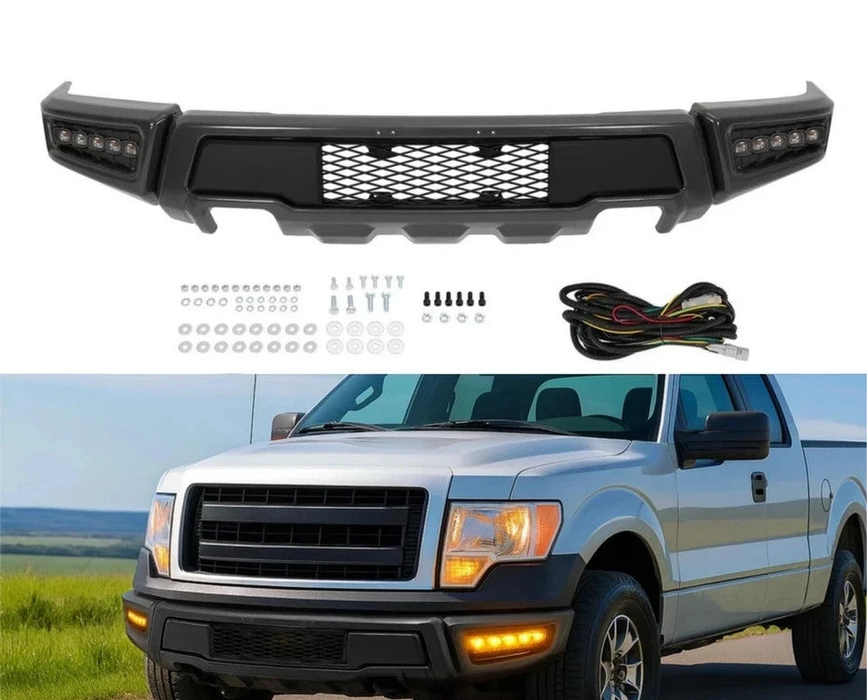 Gray Raptor Style Front Bumper Assembly W/LED Light For Ford F150 2009 2010-2014