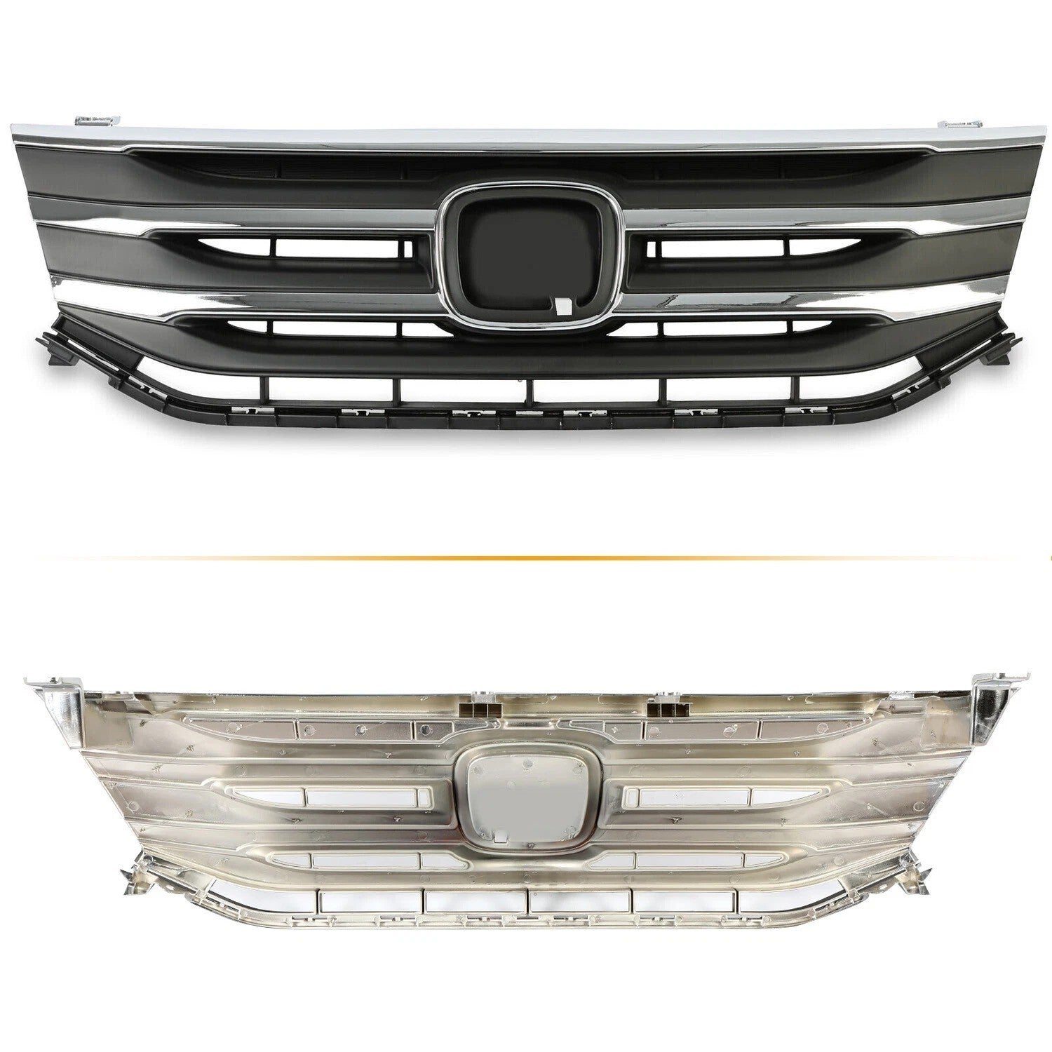 All-in-one Front Black Grill w/ Chrome Molding Trim For Honda Odyssey 2011-2013