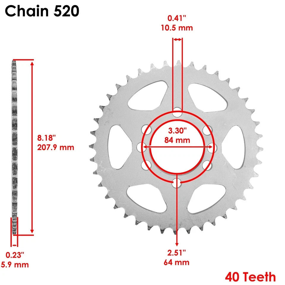 Black Drive Chain And Sprockets Kit for Kawasaki KFX400 KSF400A 2003-2006