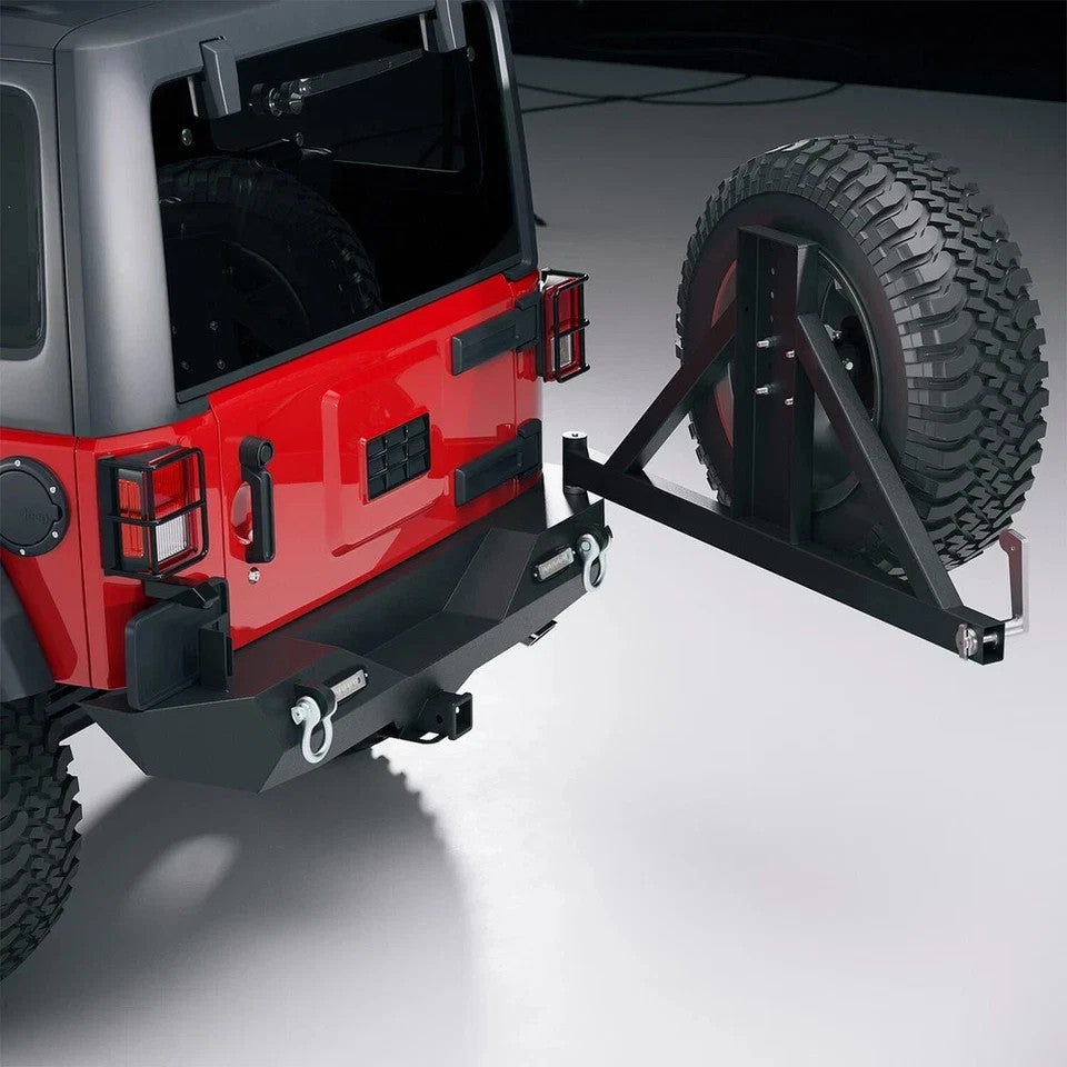 Rear Bumper w/ Tire Carrier LED Lights for Jeep Wrangler JK Unlimited 2007-2018