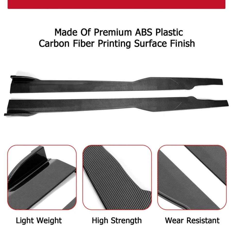 For 15-23 Dodge Charger SRT One-Piece Carbon Fiber Look Side Skirt Rocker Panels