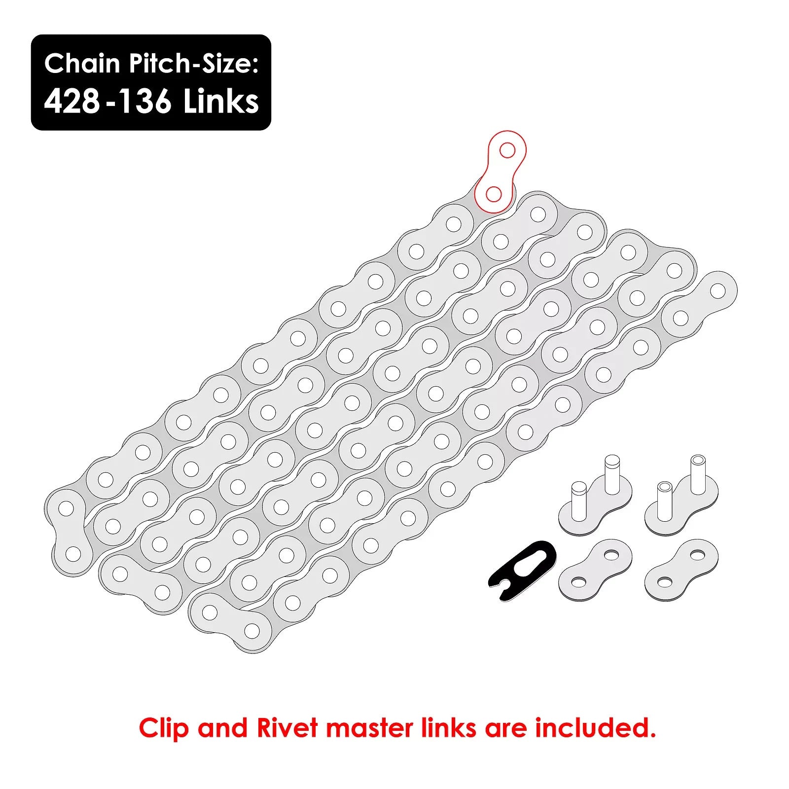 Drive Chain for Yamaha TTR125 TTR125E TTR125L TTR125Le TT-R125 2002-2011