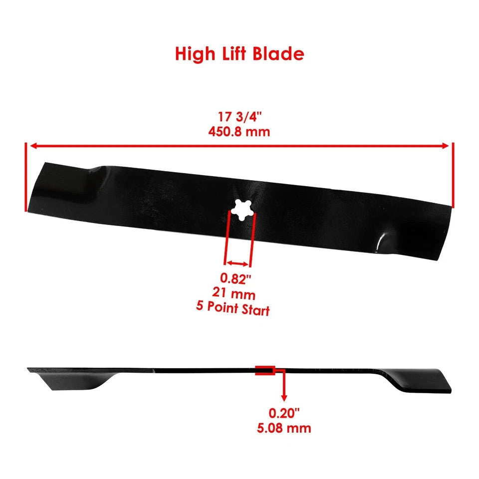 Caltric 17 3/4 inch x 5 Point Star 52" Deck High Lift Blade For Husqvarna