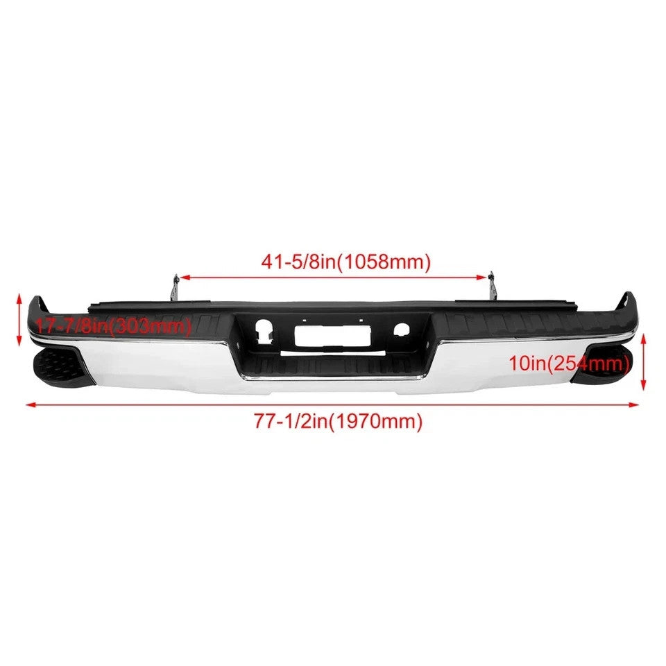 Chrome Rear Step Bumper Assembly For Chevy Silverado GMC Sierra 1500 2014-2018