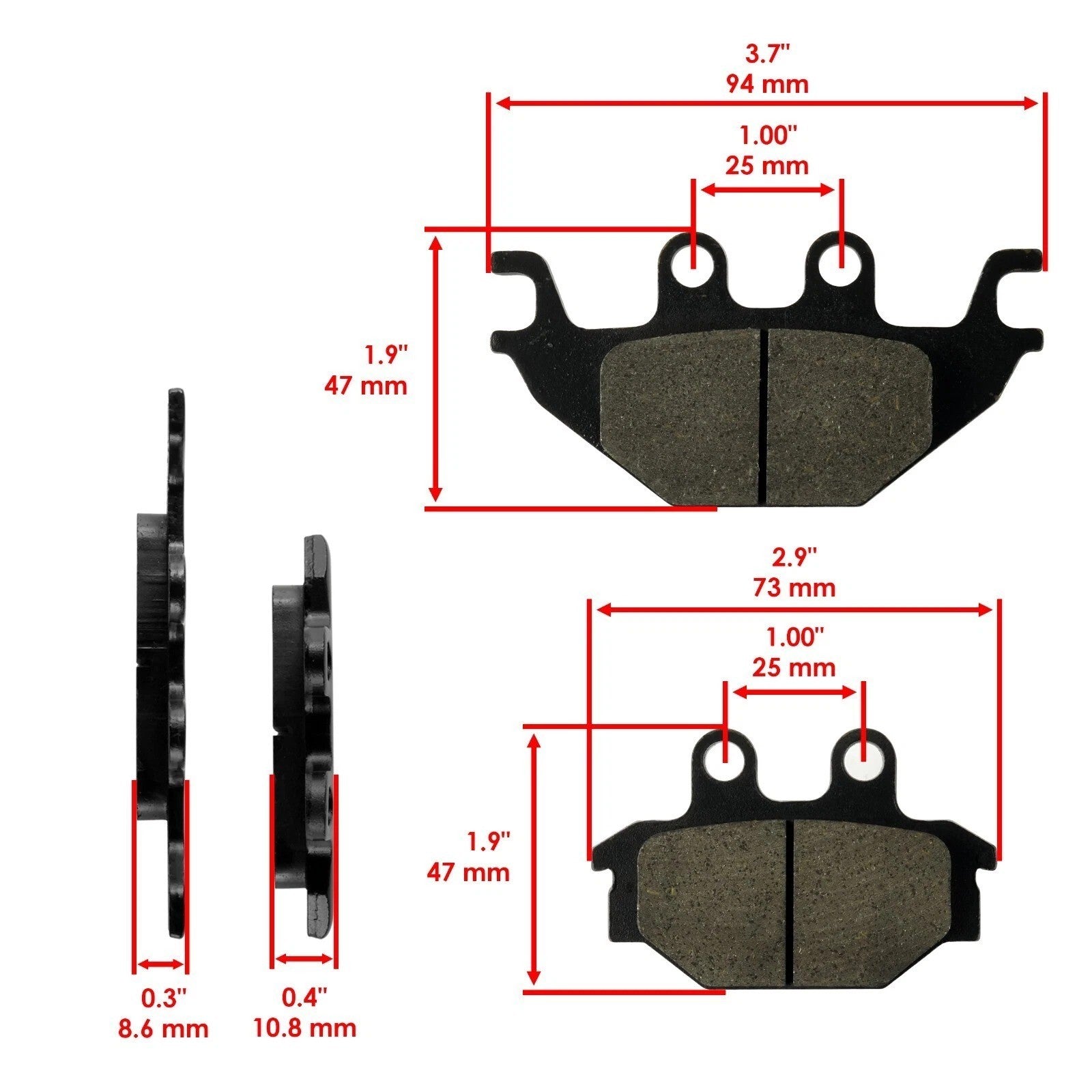 Front Rear Brake Pads for Kawasaki Mule Pro-Dx Pro-Dxt KAF820 2016