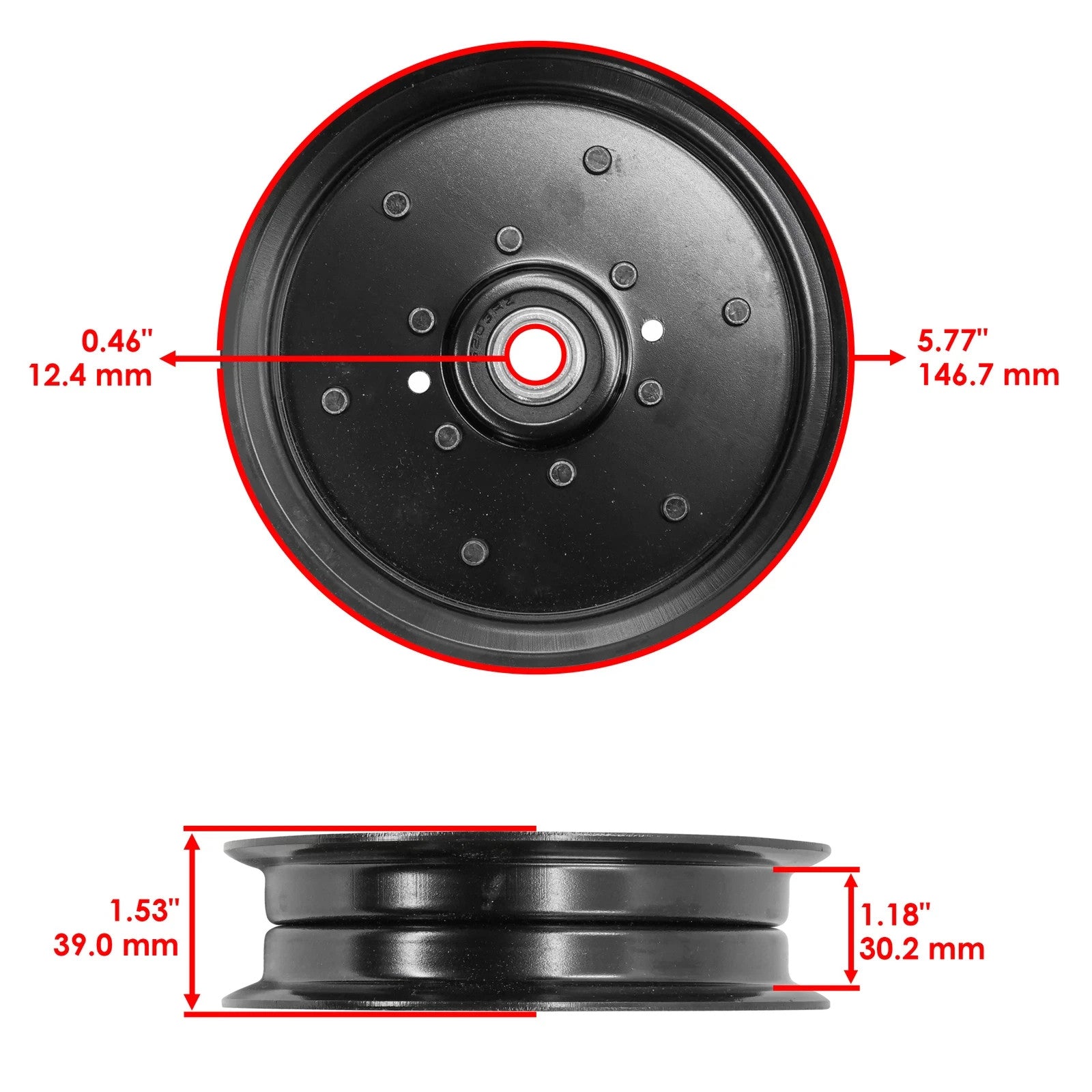 Caltric AM115933 TCA17542 Idler Pulley For John Deere FC420V FC400V FC401V  48"