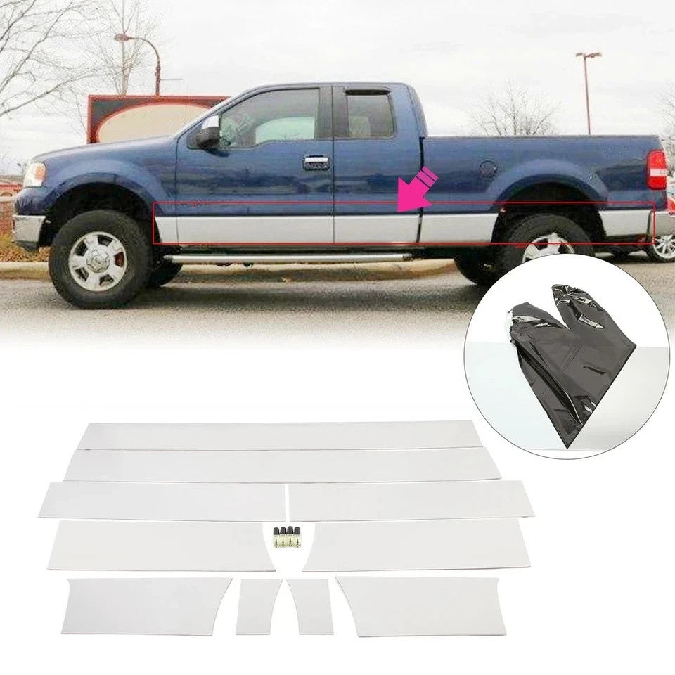 For 2004-2008 Ford F-150 Super Cab 6.5' Short Bed w/Flare Rocker Panel Trim 10Pc