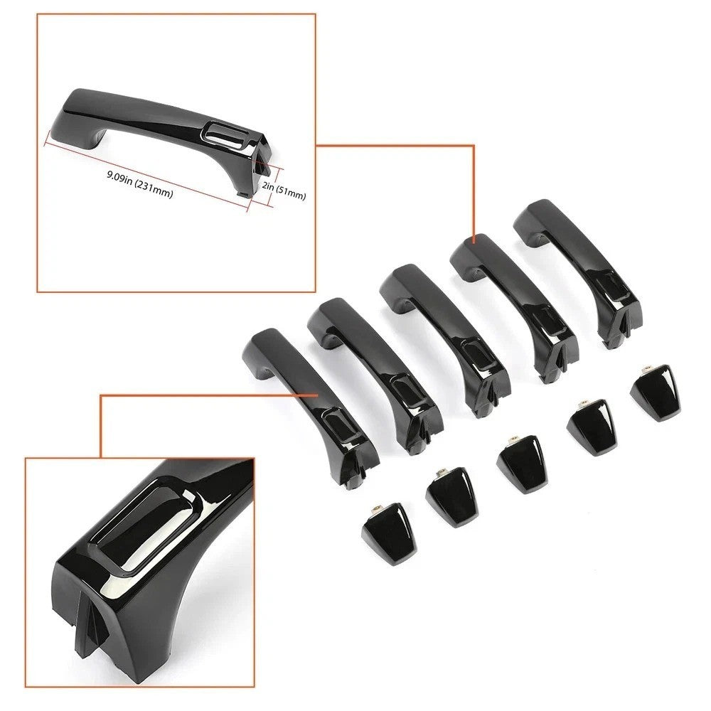Door Handle Black Exterior Outside Front & Rear Set of 5 For Hummer H3 H3T 06-10