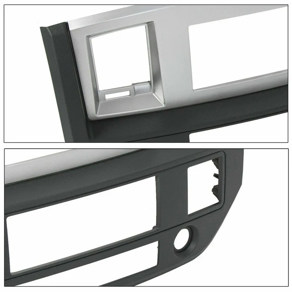 Radio Double Din Dash Install Bezel Kit Silver Slate Gray Fits 2006-09 Dodge Ram