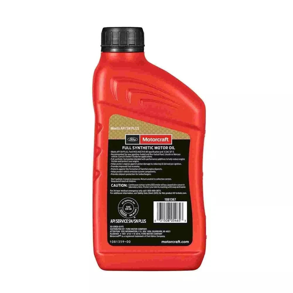6 Quarts OEM Full Synthetic Engine Motor Oil FORD/Motorcraft SAE 5W-20