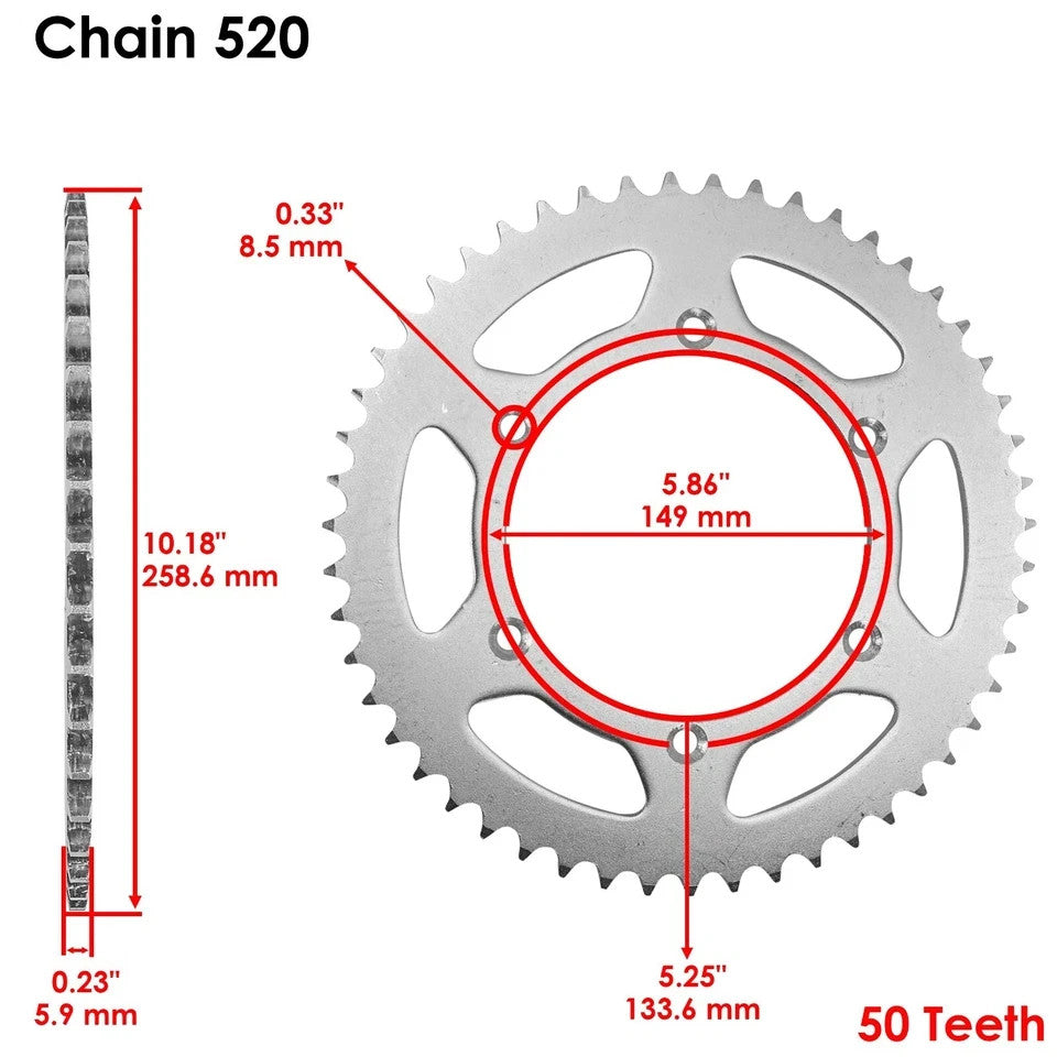 Caltric Drive Chain and Sprockets Kit for Yamaha WR450F 2007-2020
