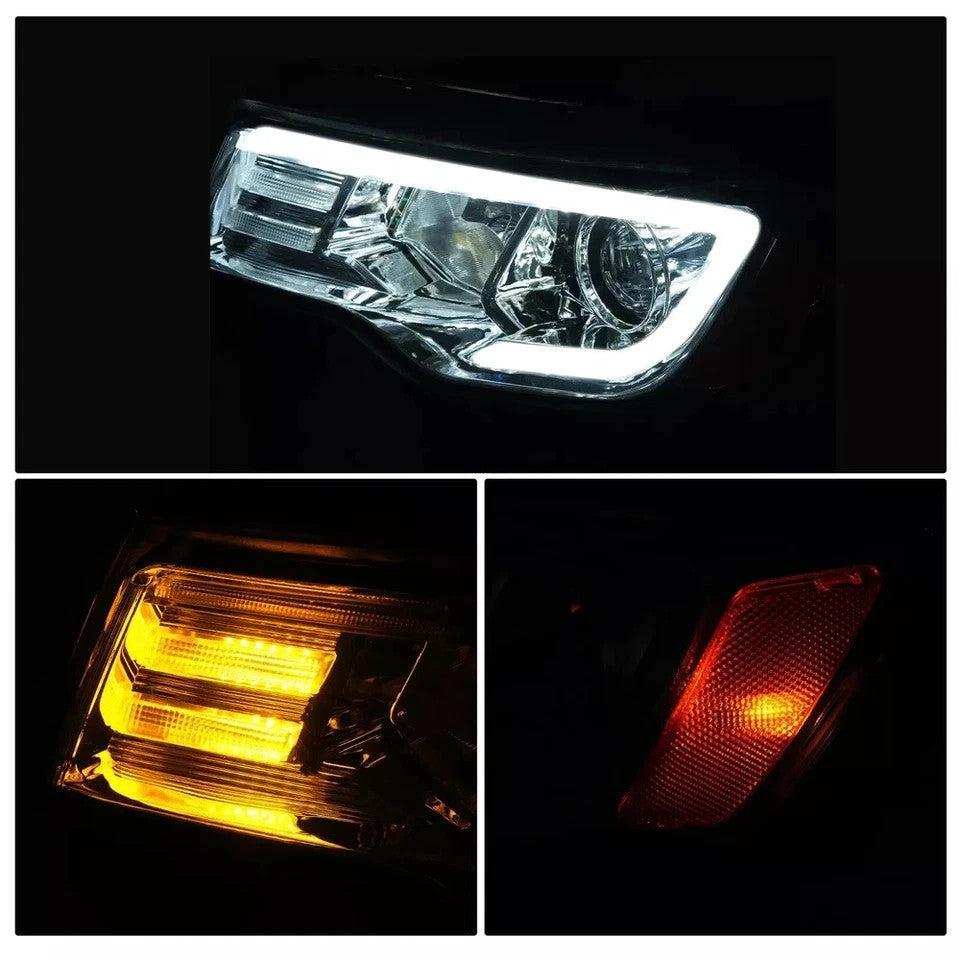 For 2017-2022 Jeep Grand Cherokee Halogen Upgrade LED Tube Projector Headlights