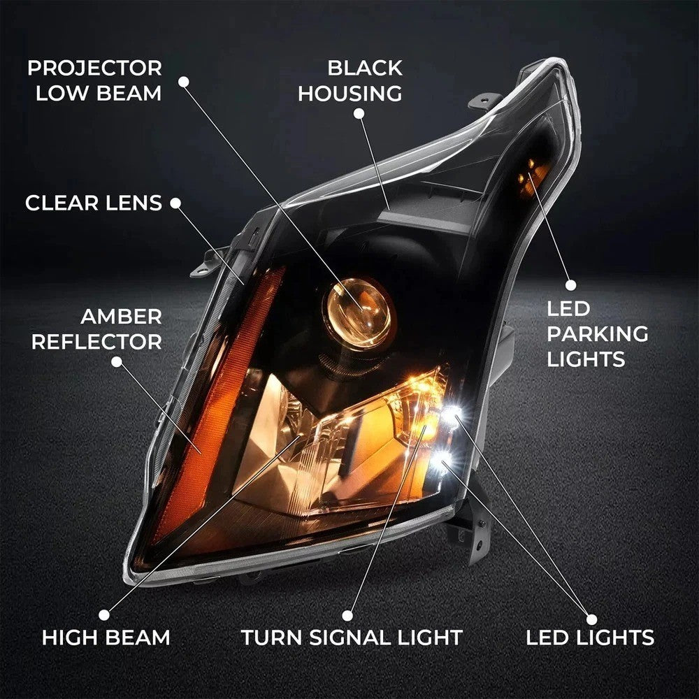 HECASA For 2010-2016 Cadillac SRX LED Projector Headlights Headlamps Left+Right