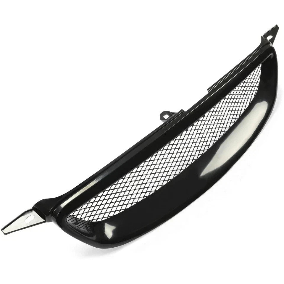 HECASA For 2003-07 Toyota Corolla Mesh ABS Front Grille Glossy Black Metal Hood