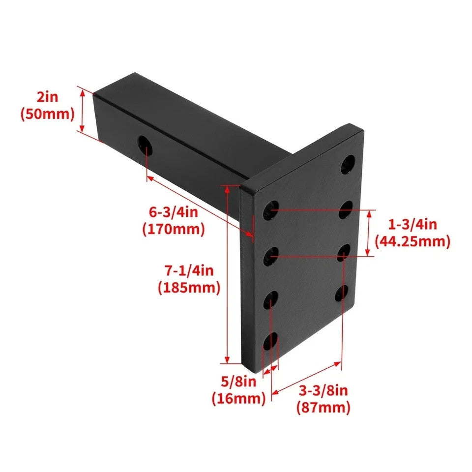 Hitch Hook Mounting Plate 3 Position Adjustable 20000lb For 2" Receiver Towing