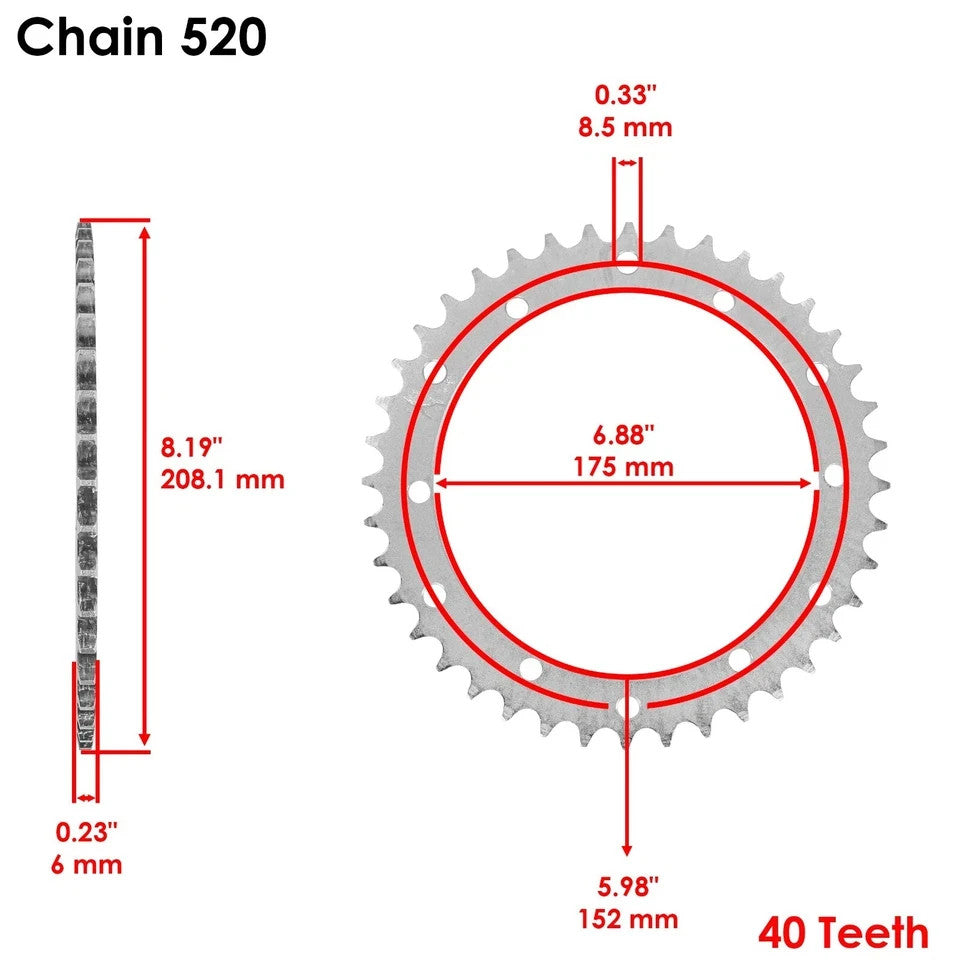 Drive Chain & Sprockets Kit for Yamaha Warrior 350 YFM350X 1989 1990 1991 - 2004